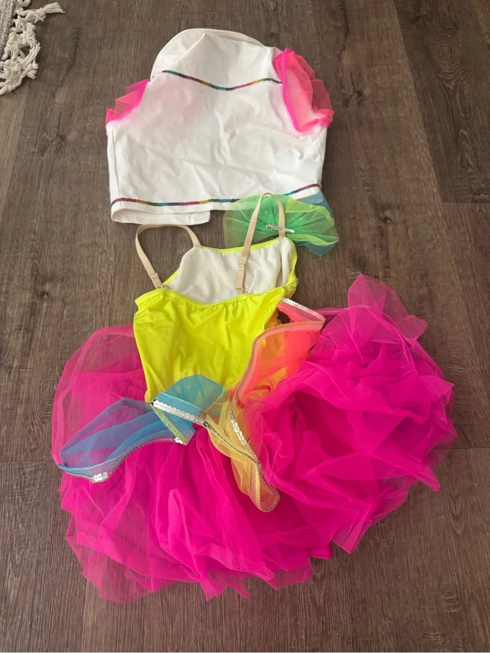 Weissman Neon Green and Hot Pink Tulle Dance Costume